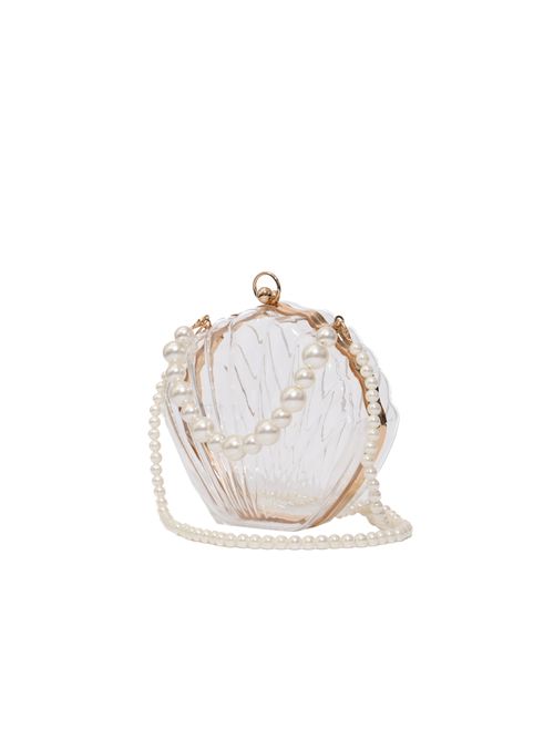Borsa conchiglia trasparente con tracolla in perle NO SECRETS | 261NB001CRYSTAL